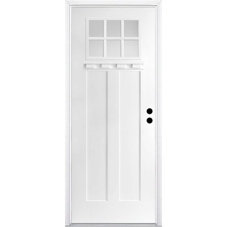 CODEL DOORS 32" x 96" Primed White Shaker Exterior Fiberglass Door 2880LHISPSFHER3066C491610BM